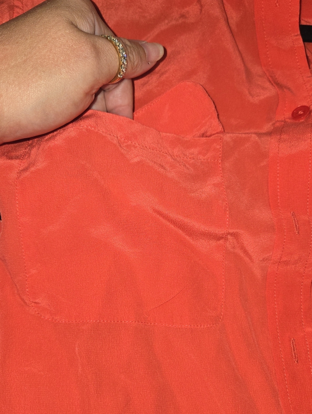 Equipment-100% silk Coral Button-Up Shirt-FLAWED-Size X-Small - Picture 6 of 16